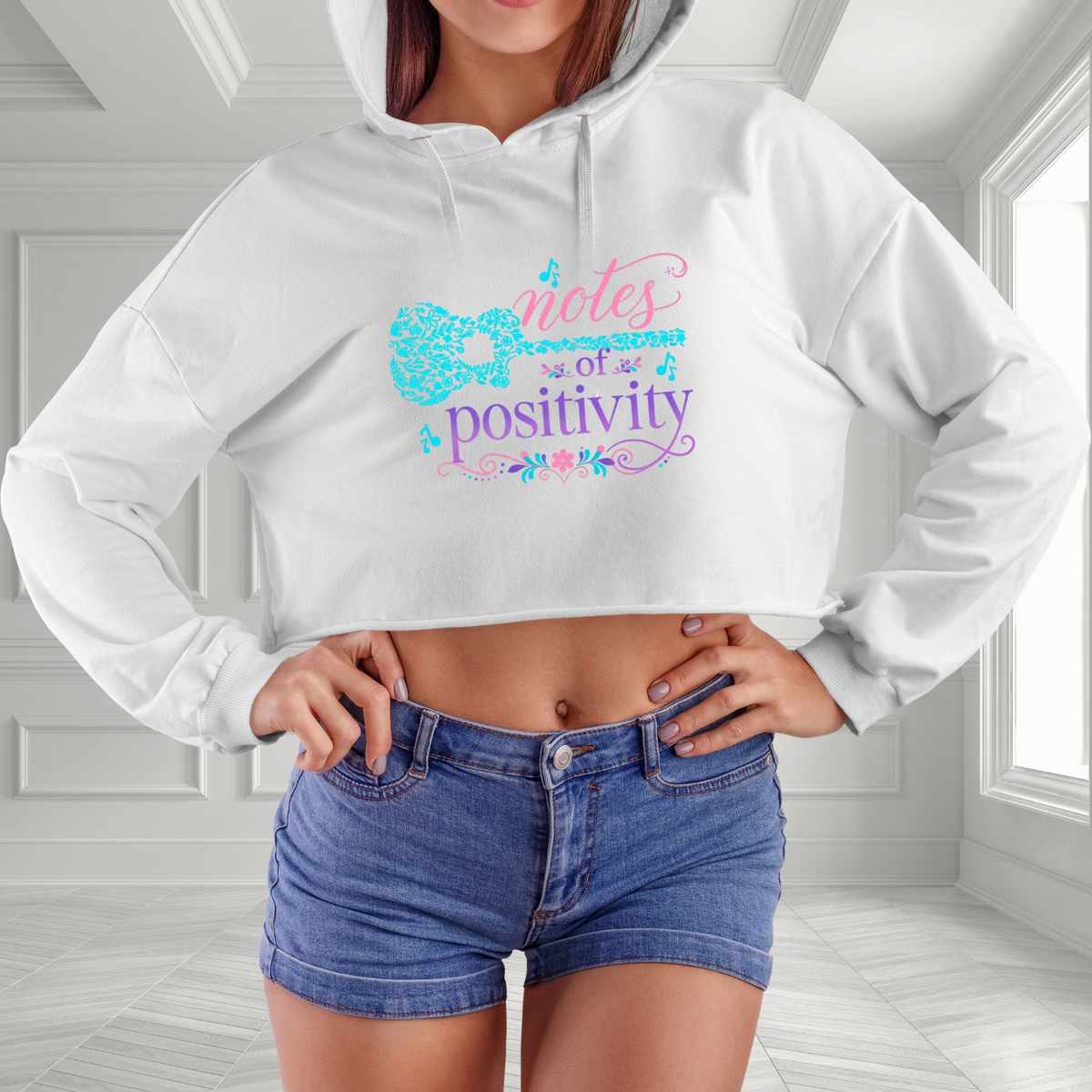 Notes Of Positivity Crop Hoodie