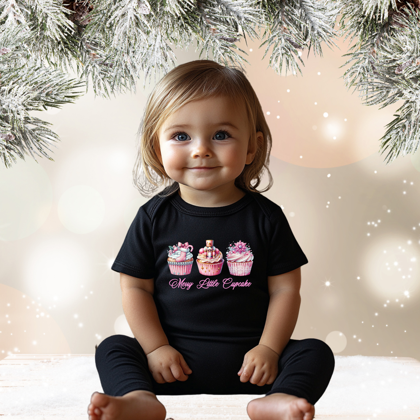 Merry Little Cupcake Infant Short Sleeve Onesie