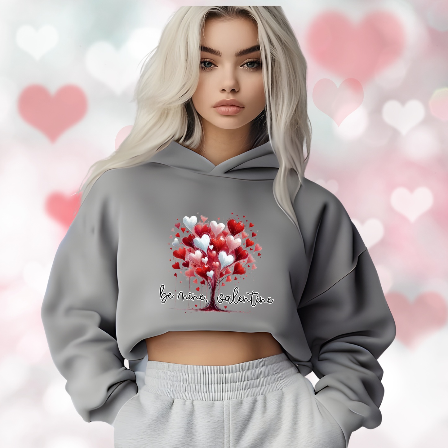 Be Mine, Valentine Crop Hoodie