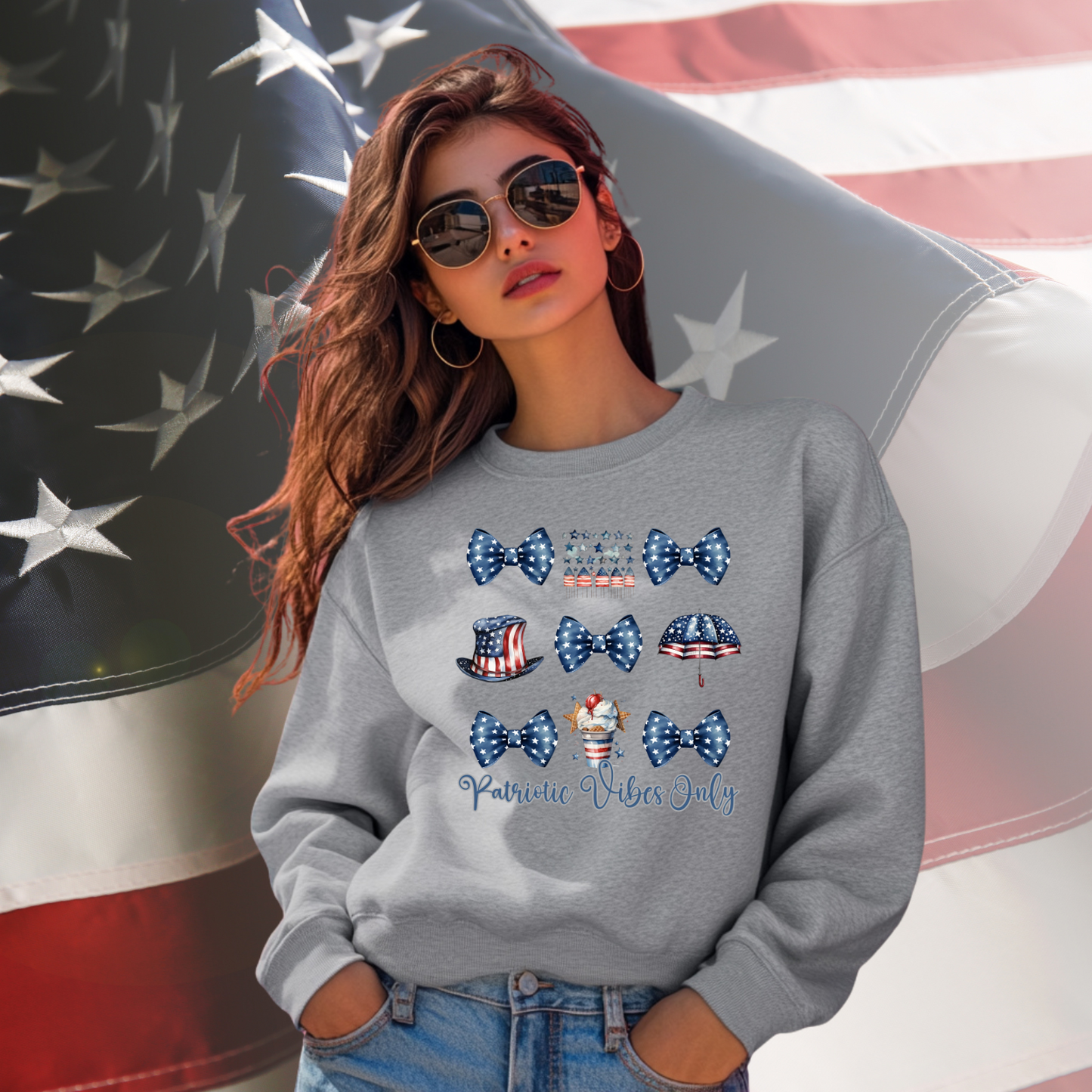 Patriotic Vibes Only Crewneck Sweatshirt
