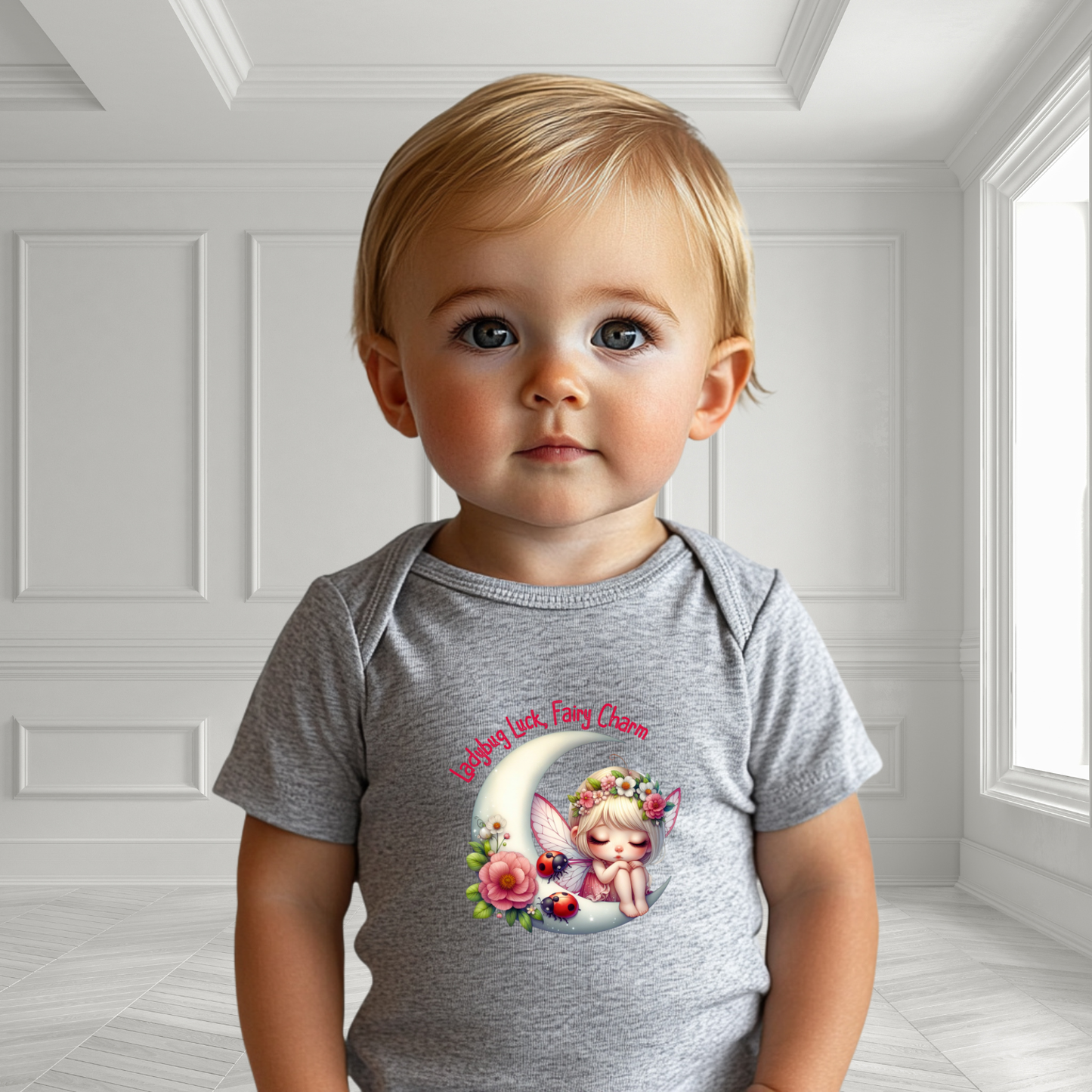 Ladybug Luck, Fairy Charm Infant Short Sleeve Onesie
