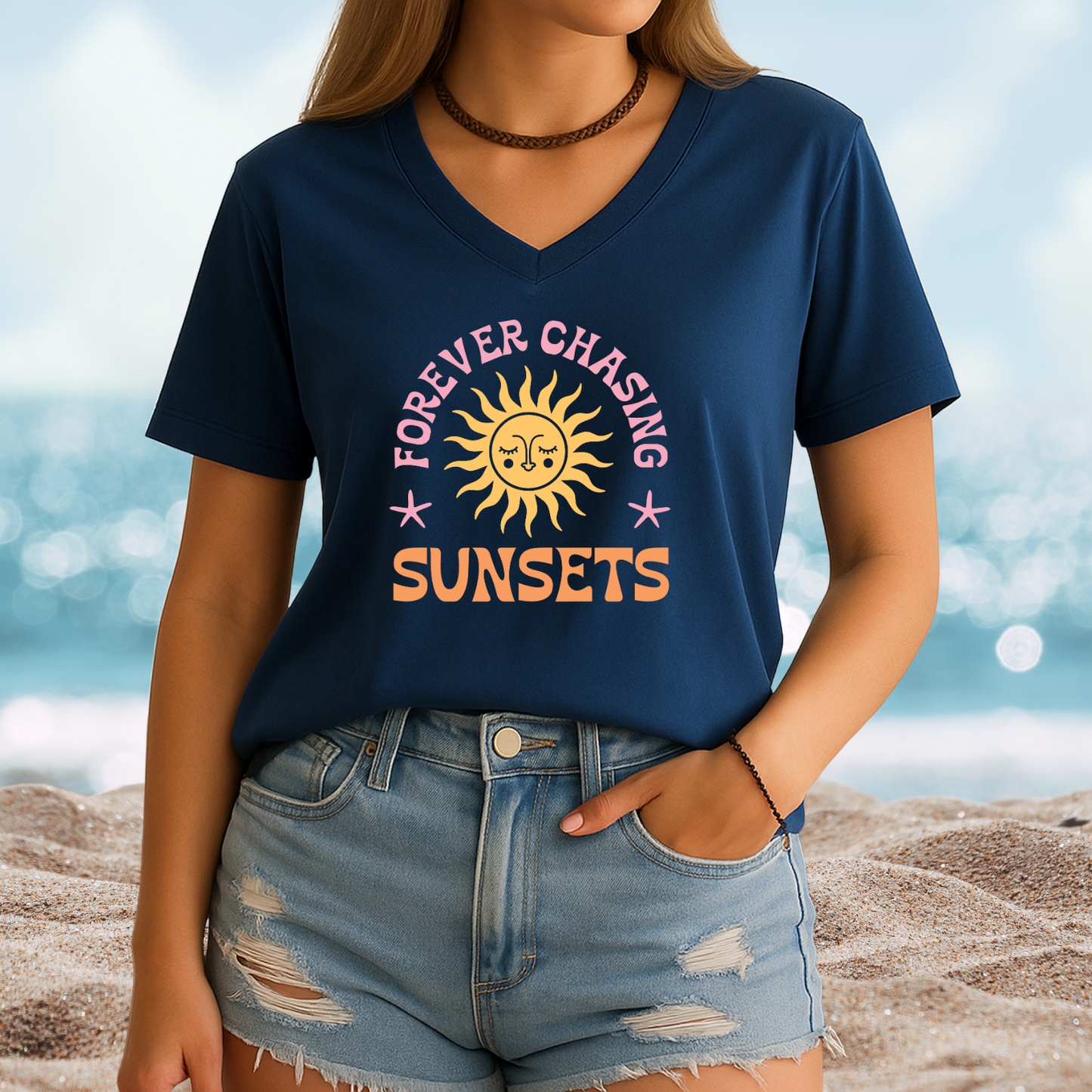 Forever Chasing Sunsets V-Neck Tee