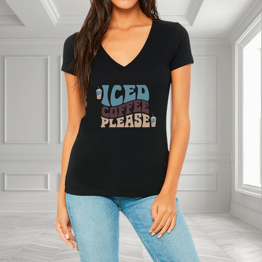 Iced Coffee Please V-Neck T-Shirt