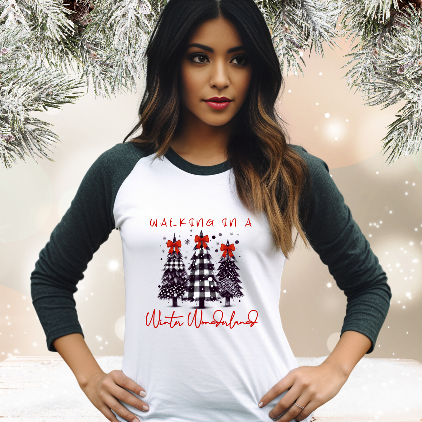 Walking In A Winter Wonderland Baseball Tee