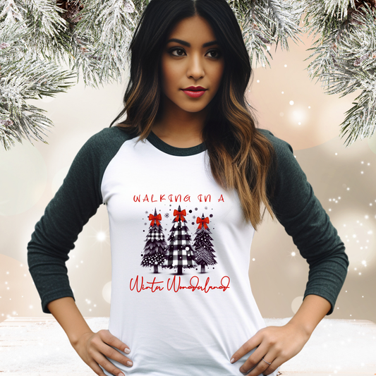 Walking In A Winter Wonderland Baseball Tee