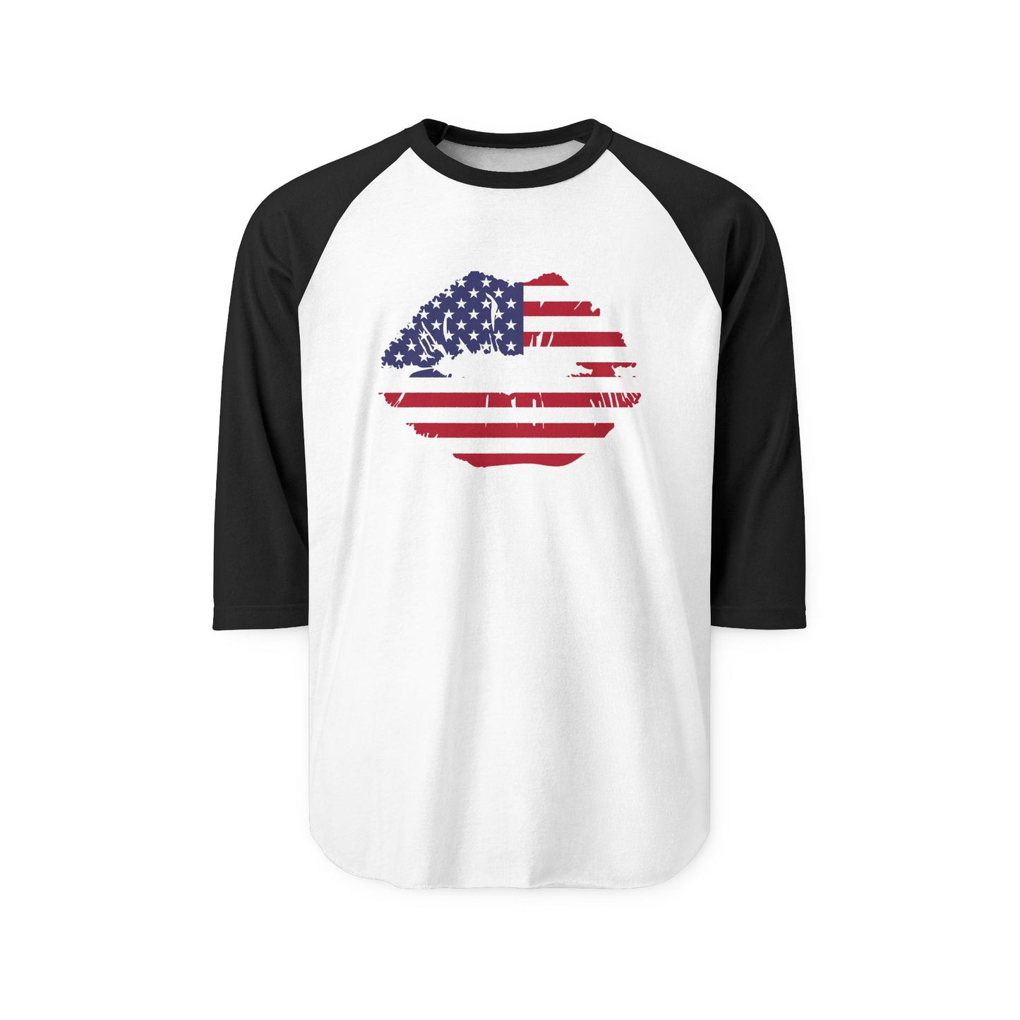 American Flag Lips Baseball Tee