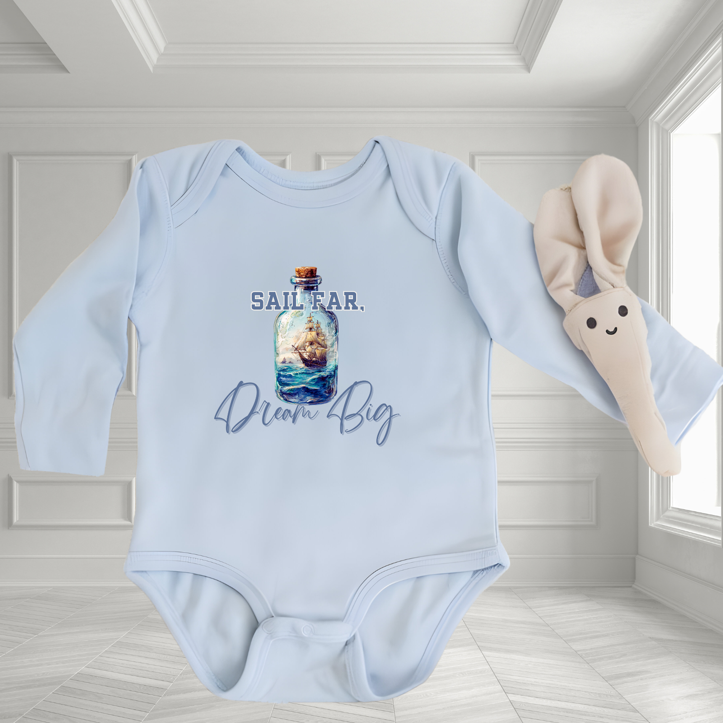Sail Far, Dream Big Infant Long Sleeve Onesie