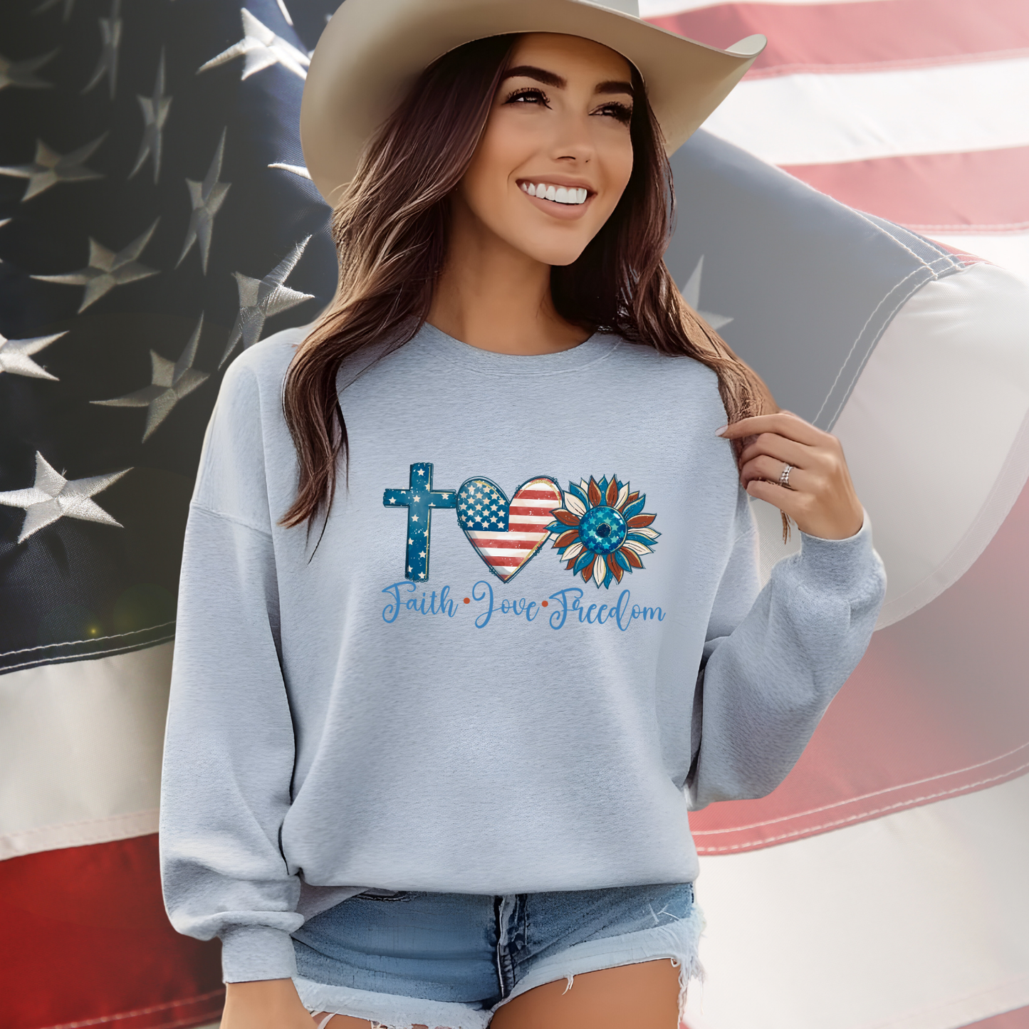 Faith Love Freedom Crewneck Sweatshirt