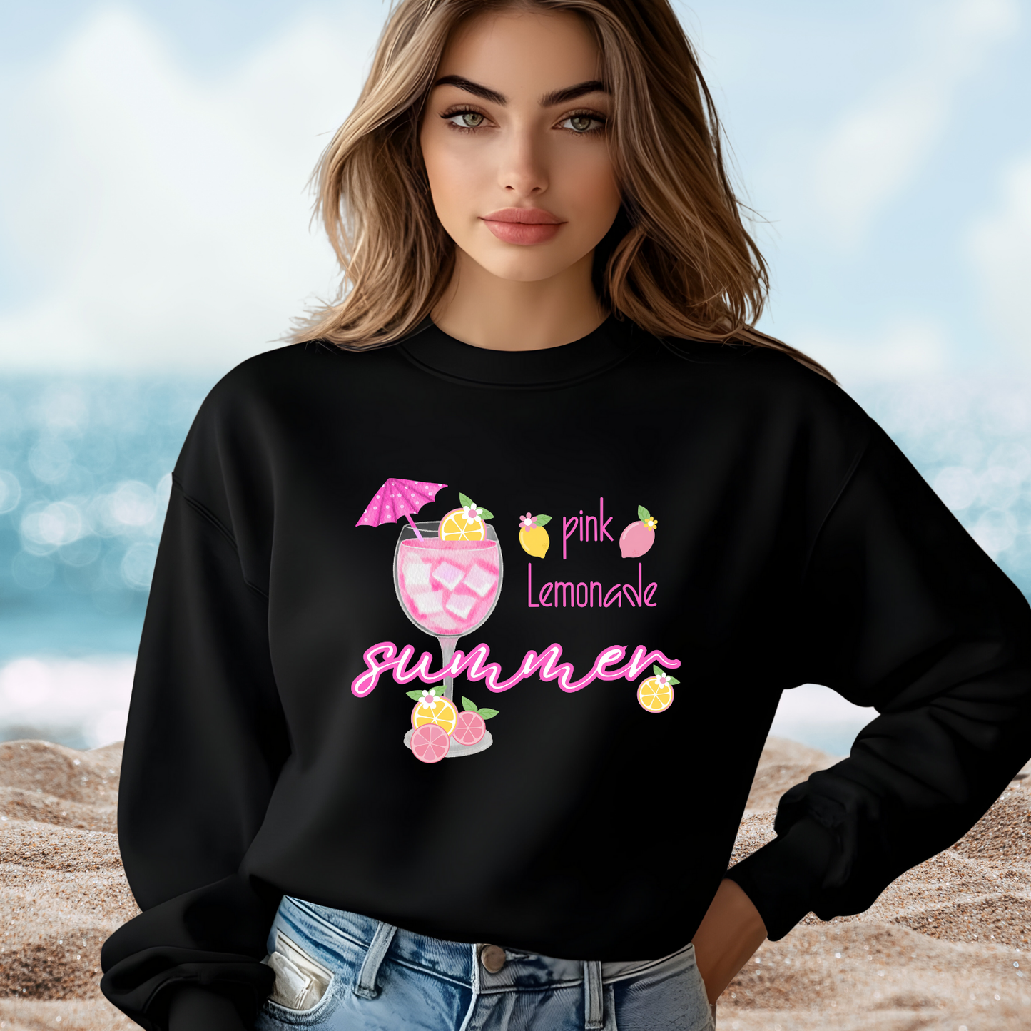 Pink Lemonade Summer Crewneck Sweatshirt
