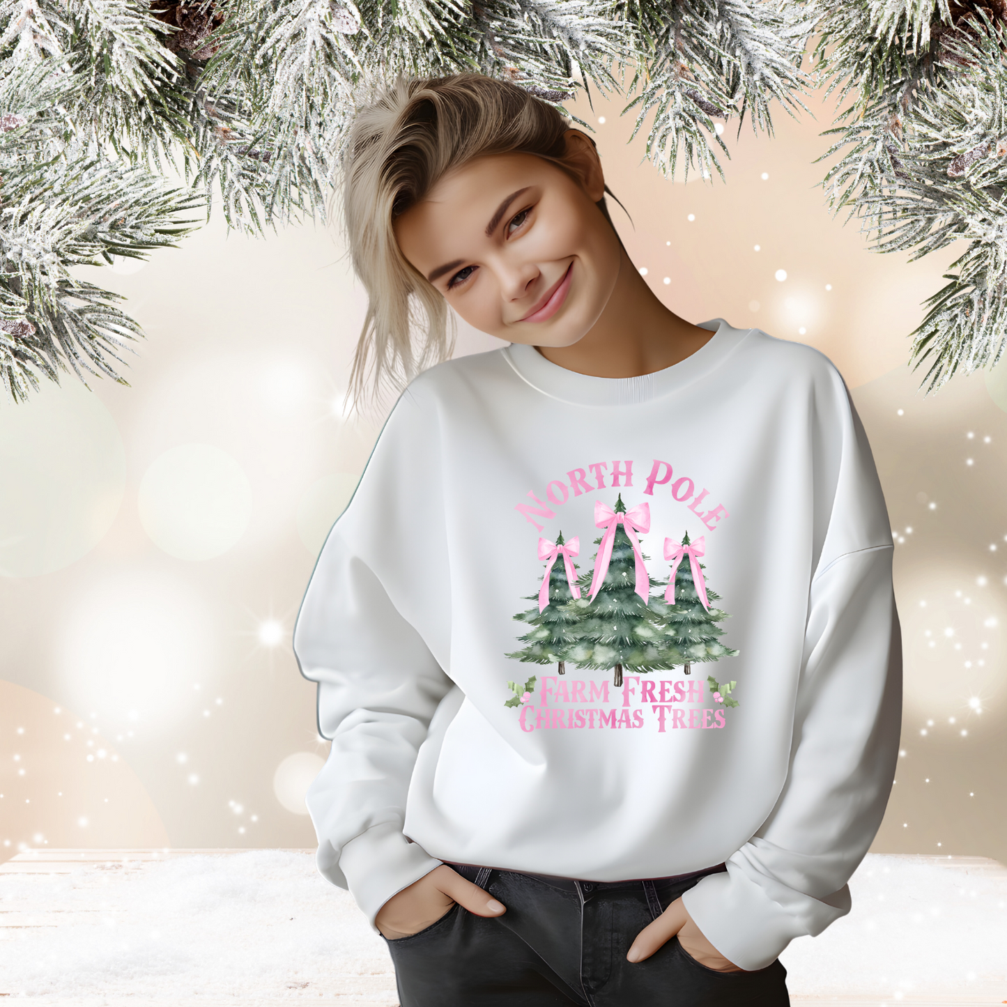 North Pole Christmas Trees Crewneck Sweatshirt