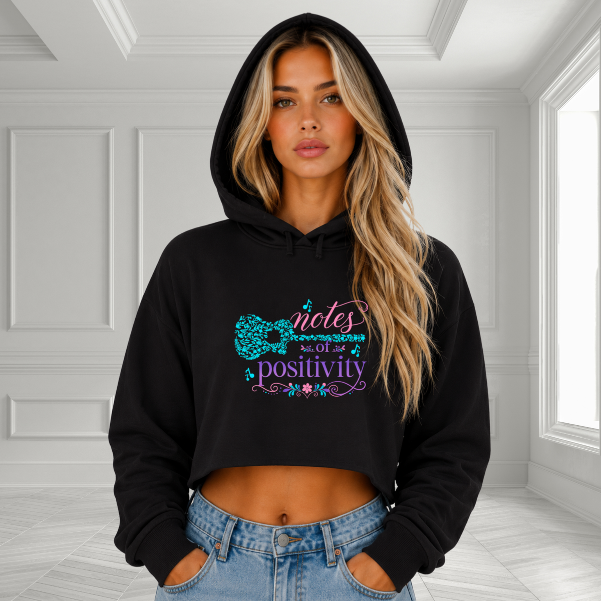 Notes Of Positivity Crop Hoodie