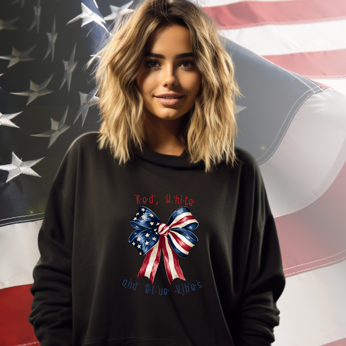 Red White And Blue Vibes Crewneck Sweatshirt