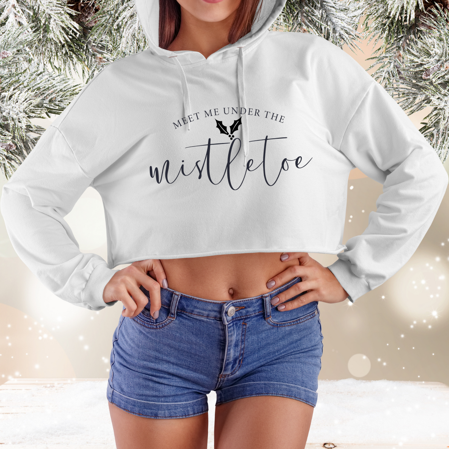 Meet Me Under The Mistletoe Crop Hoodie