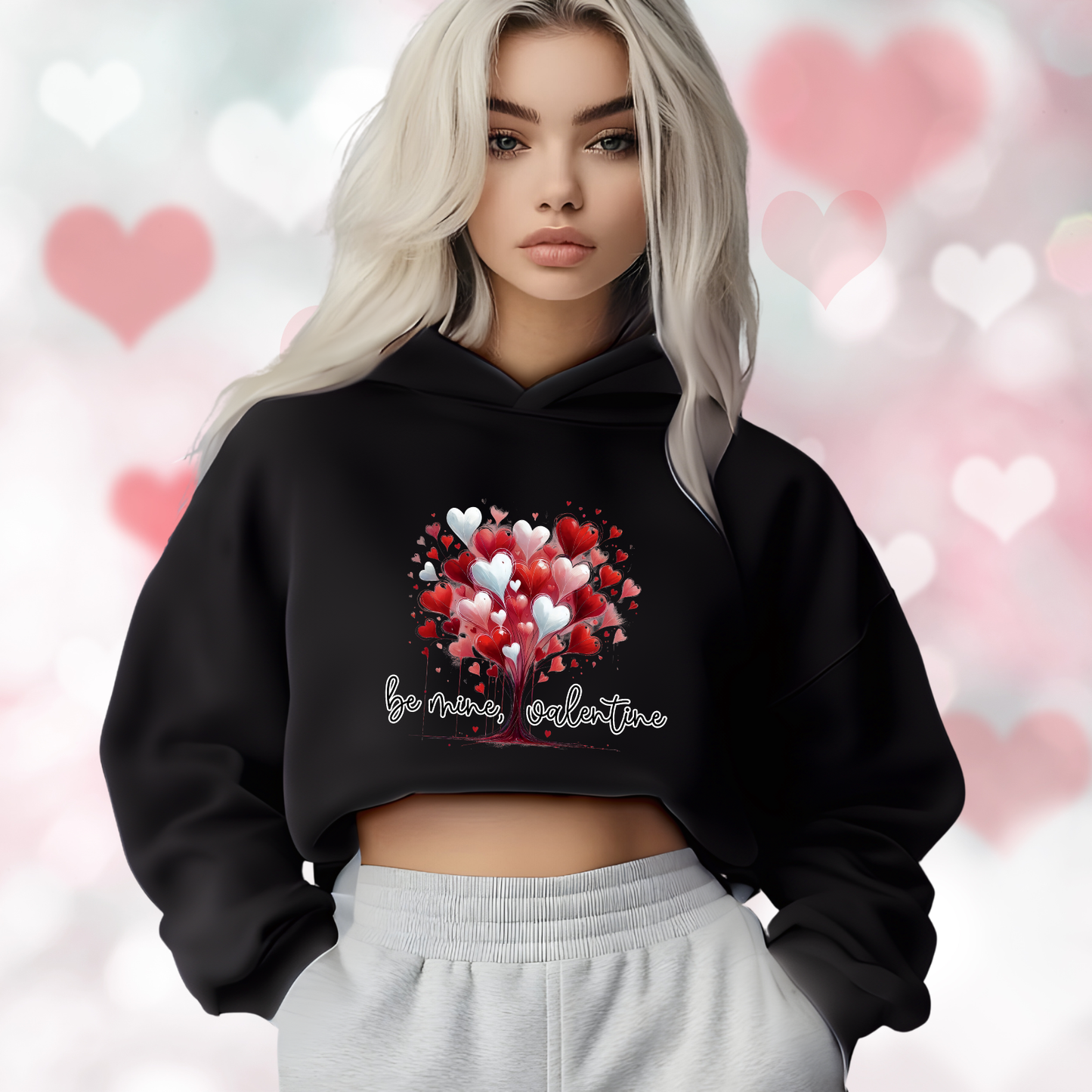 Be Mine, Valentine Crop Hoodie