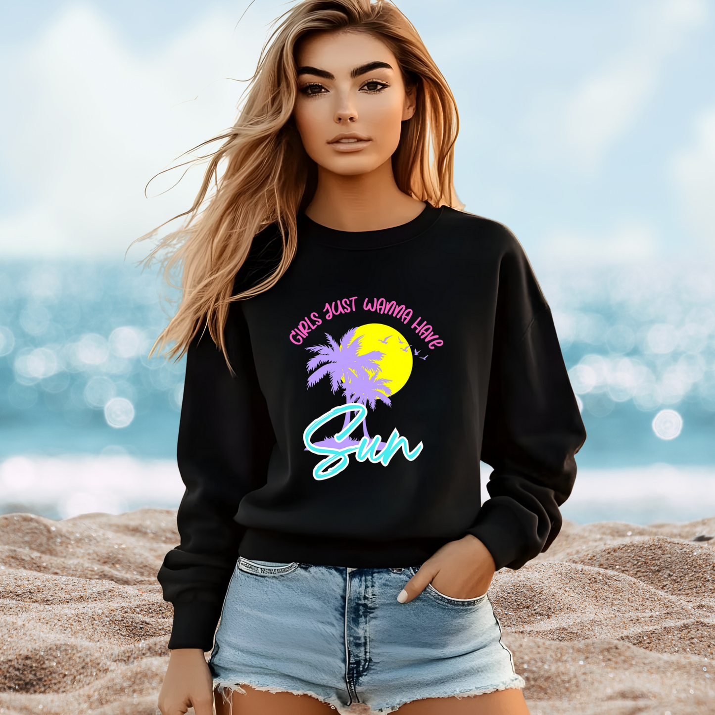 Girls Just Wanna Have Sun Crewneck Sweatshirt