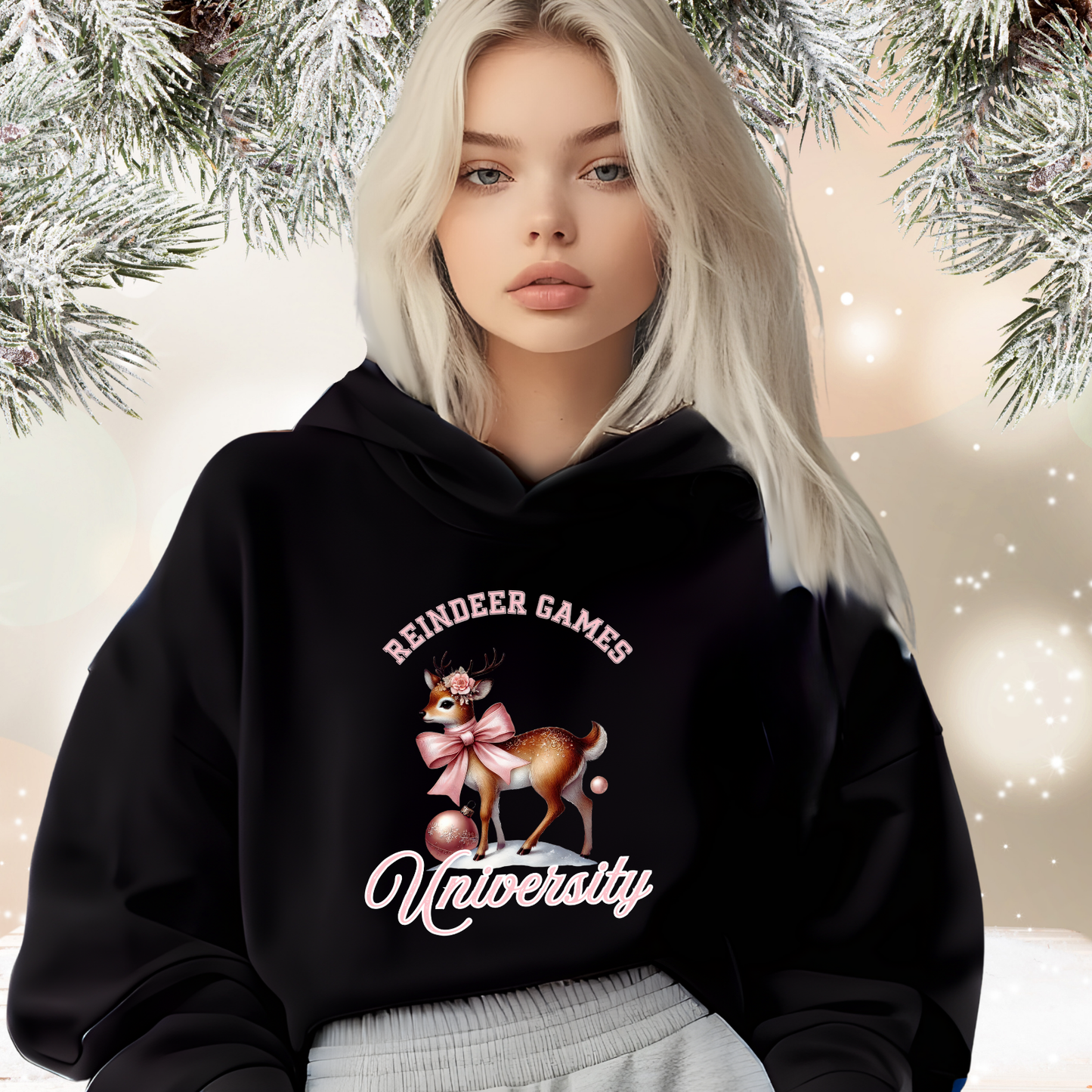 Reindeer Games University Crop Hoodie