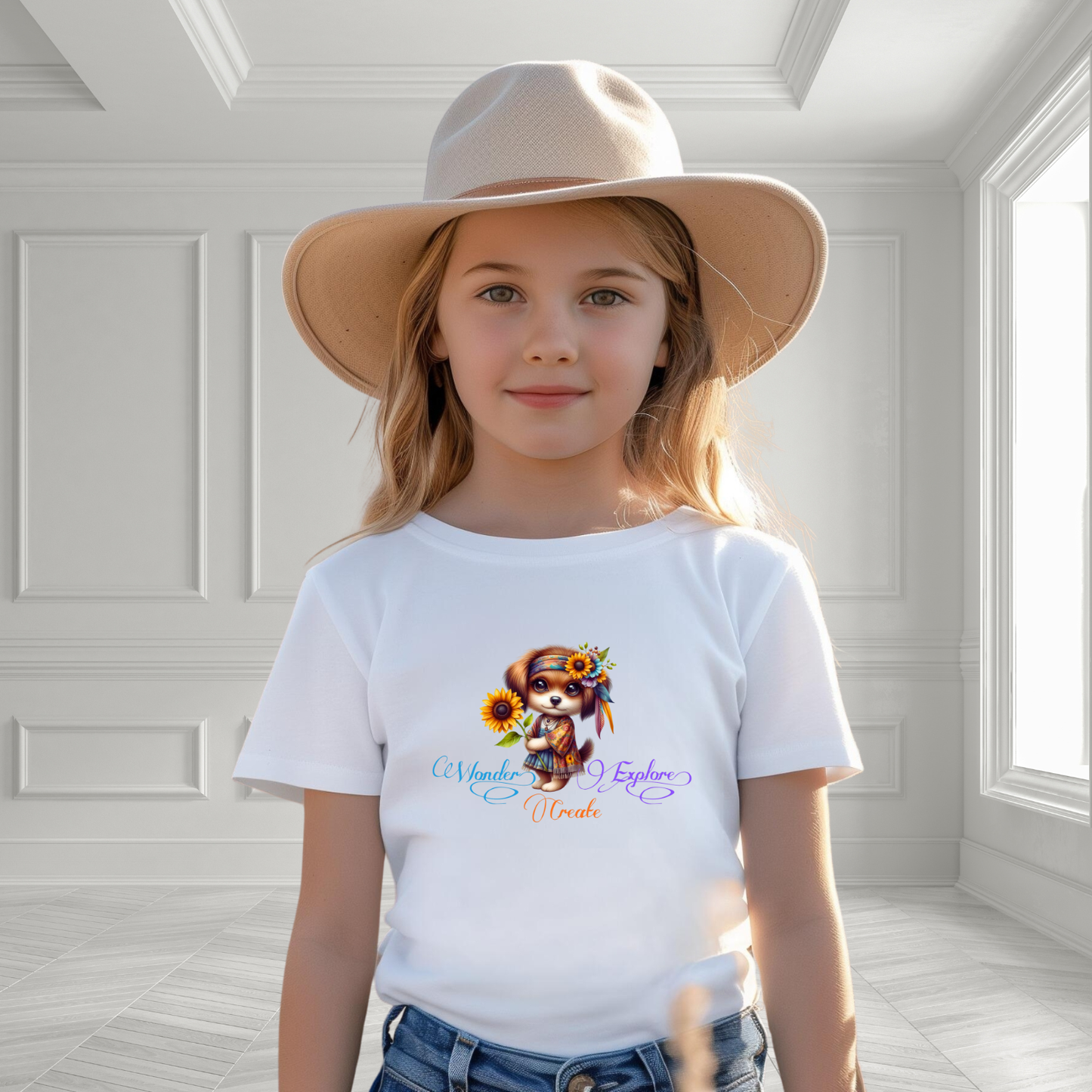 Wonder, Explore, Create Kid’s T-Shirt