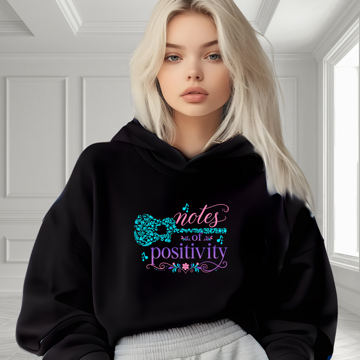 Notes Of Positivity Crop Hoodie