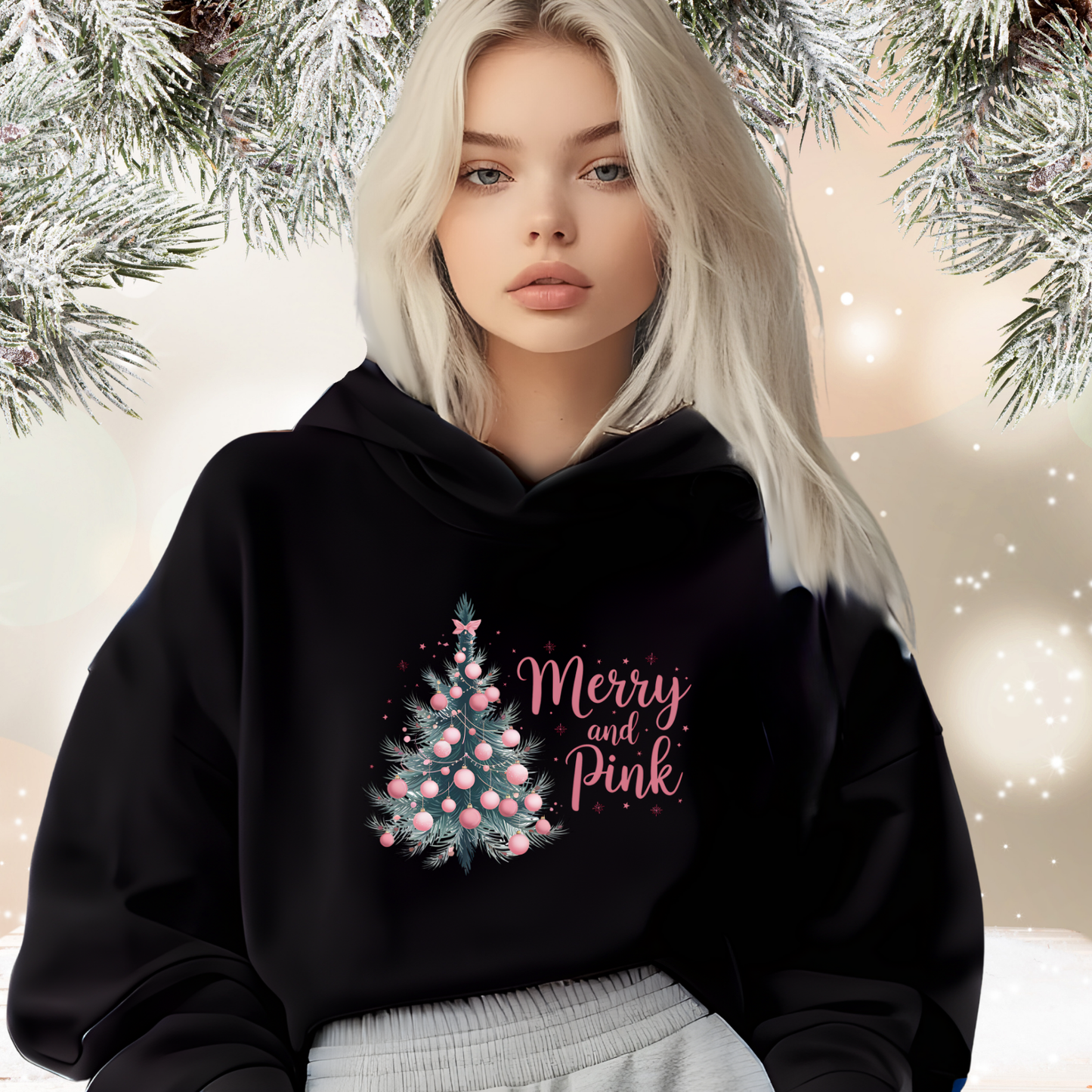 Merry And Pink Crop Hoodie