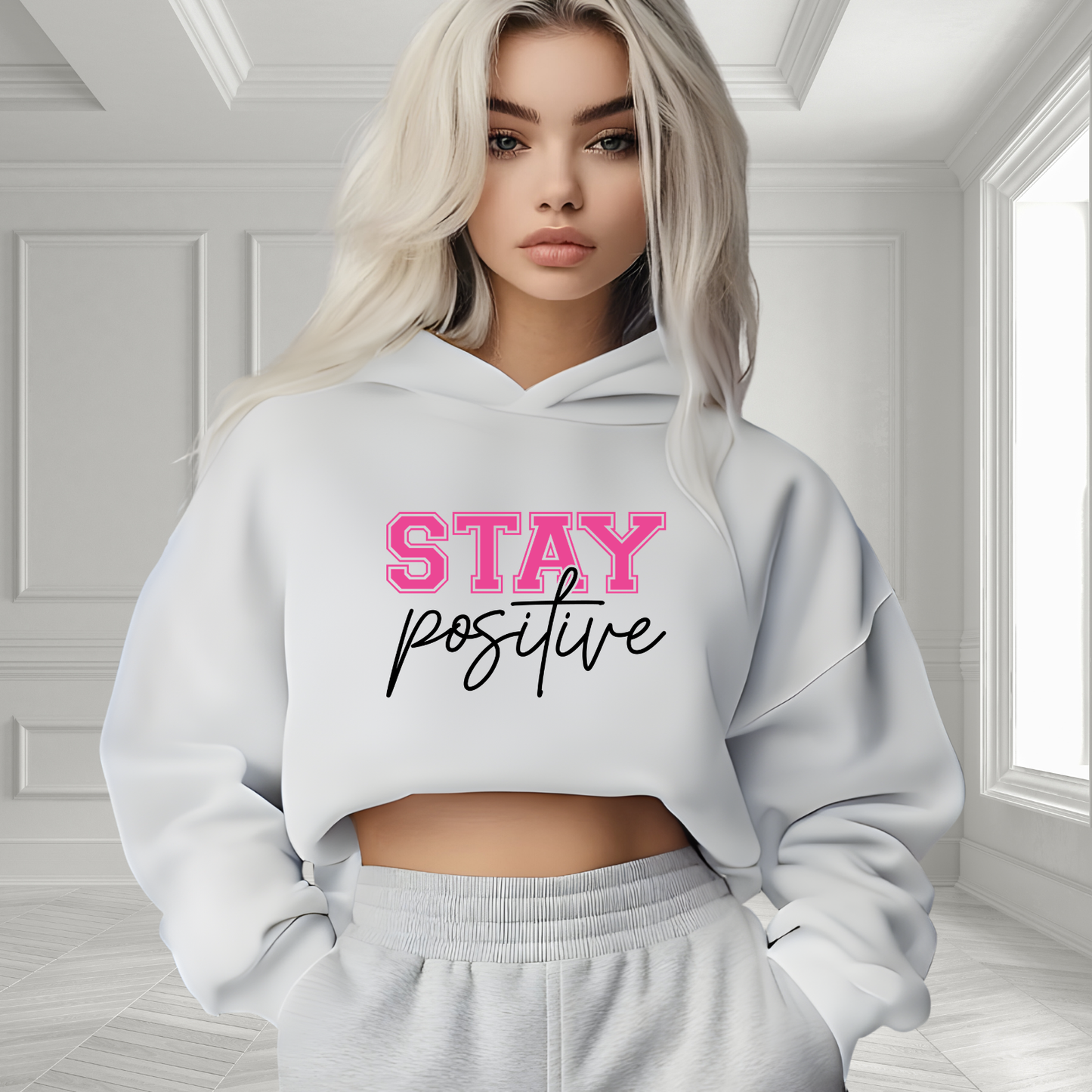 Stay Positive Crop Hoodie