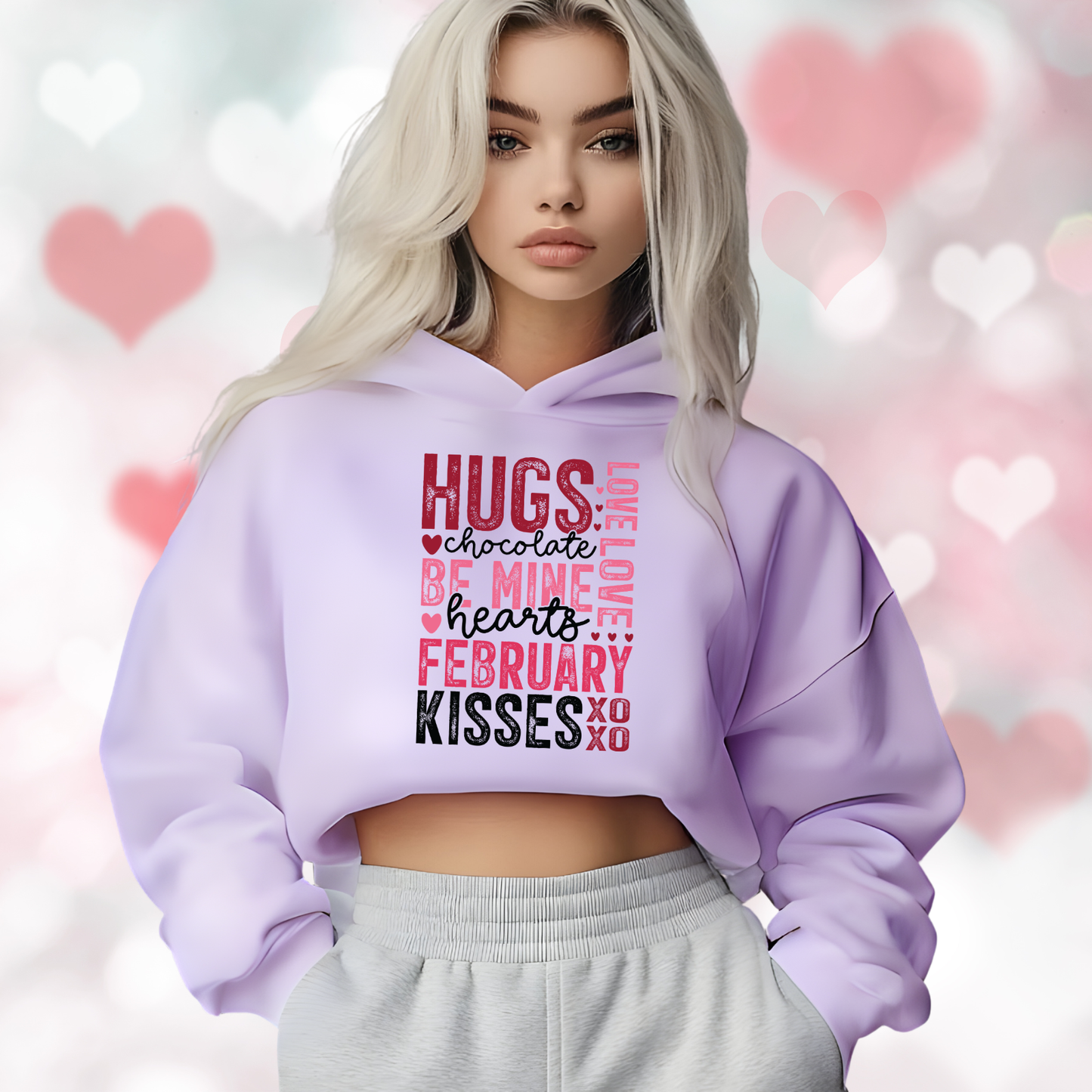 Valentine Typography Crop Hoodie