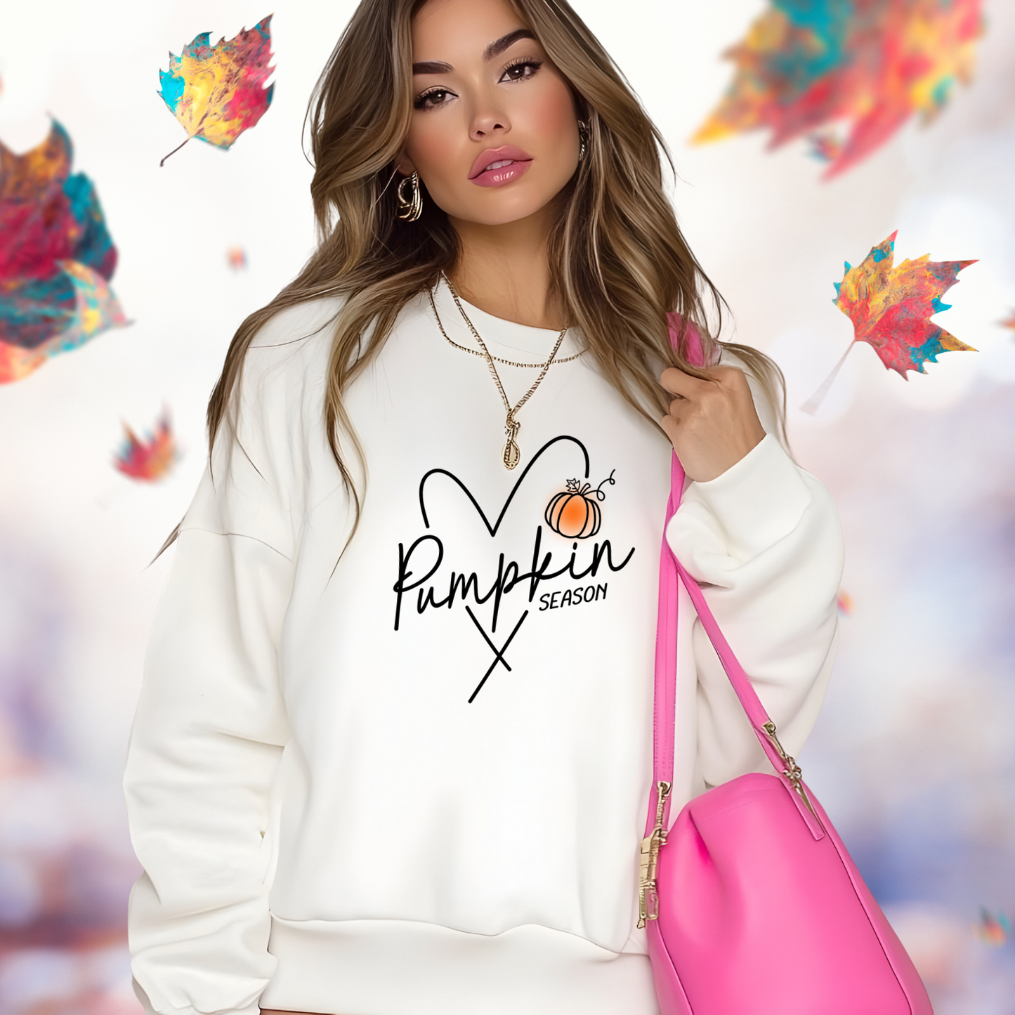 Pumpkin Season Heart Crewneck Sweatshirt