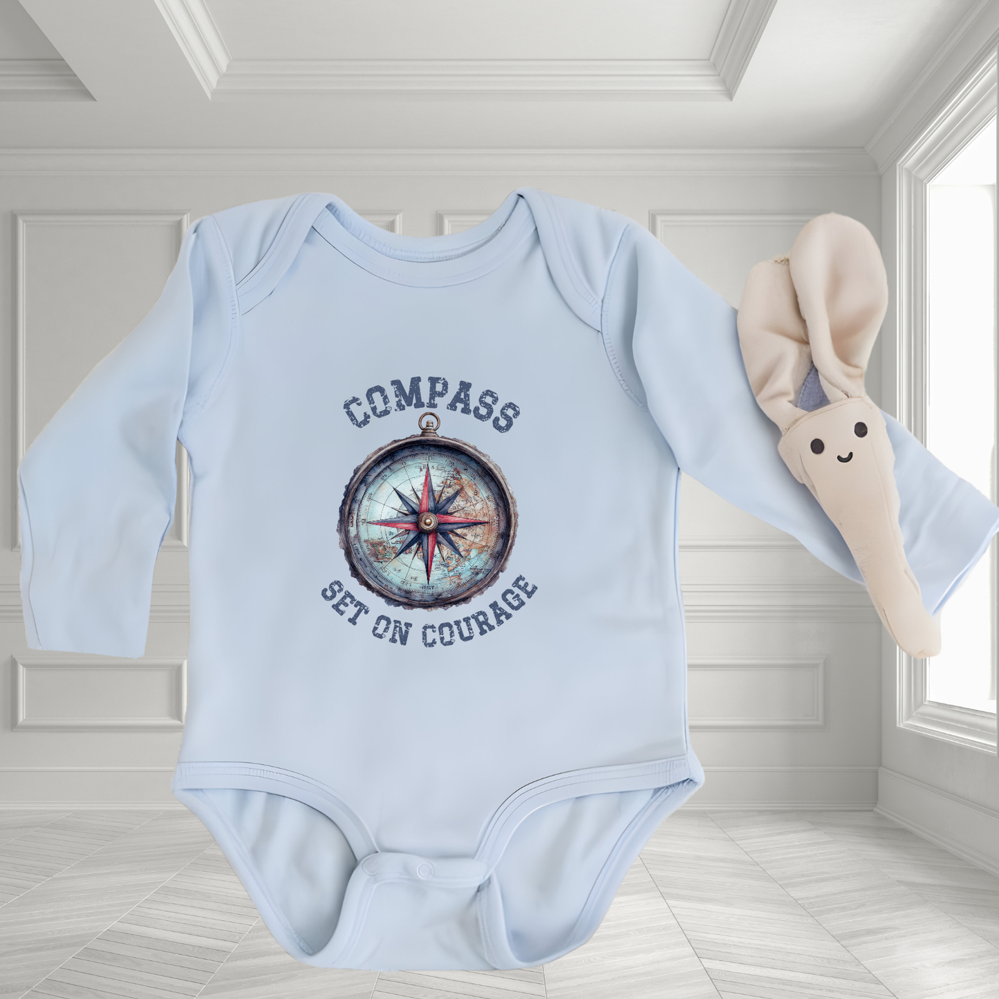 Compass Set On Courage Infant Long Sleeve Onesie
