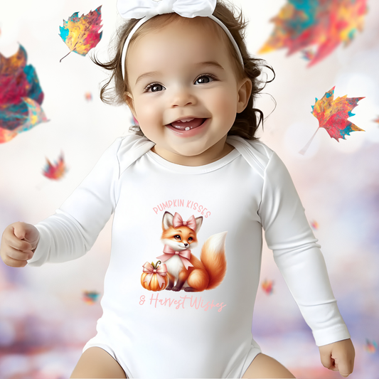 Pumpkin Kisses & Harvest Wishes Infant Long Sleeve Onesie