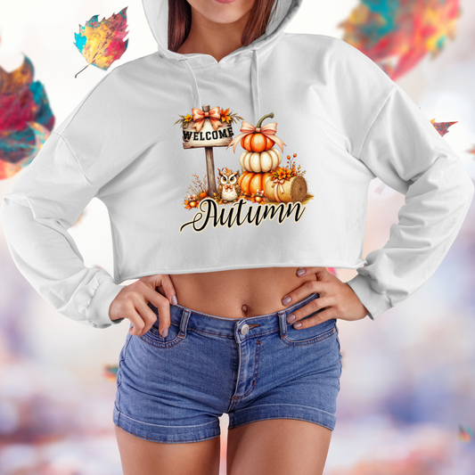Welcome Autumn Crop Hoodie