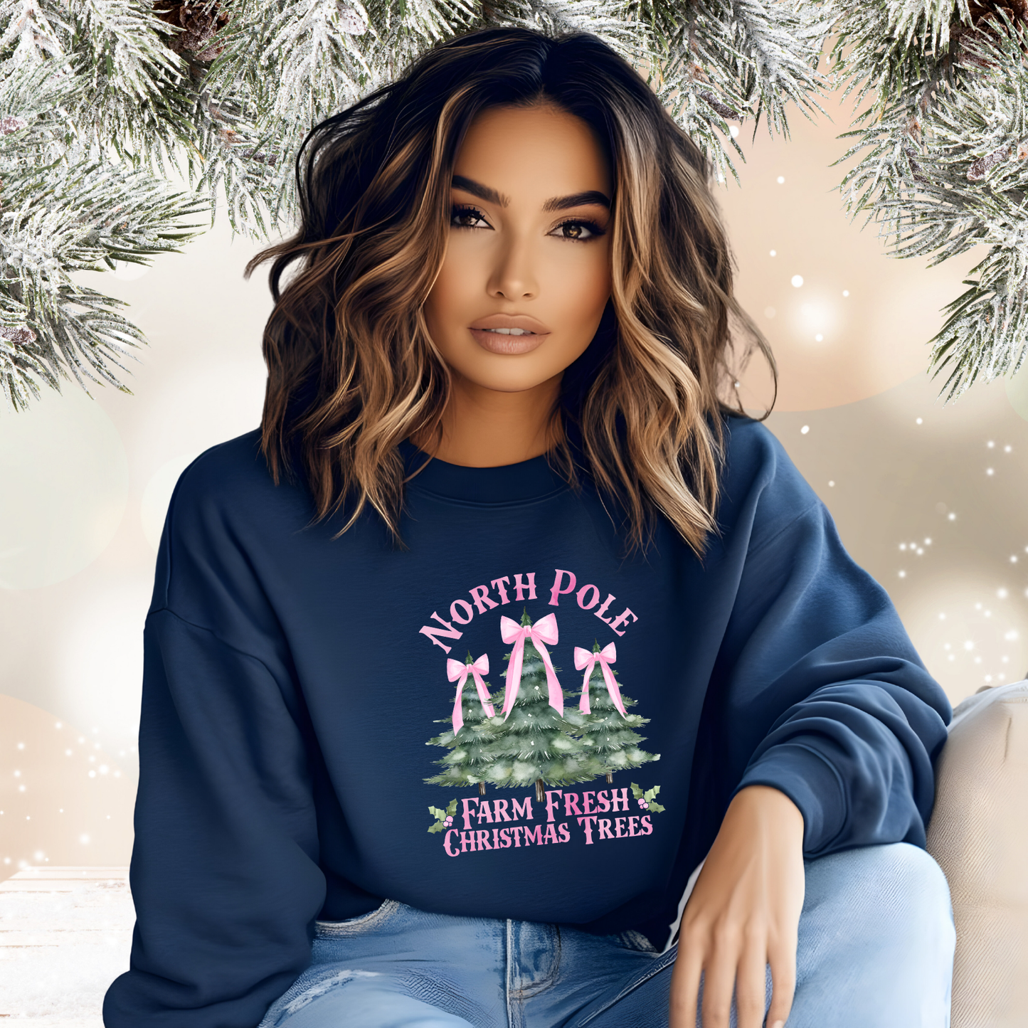North Pole Christmas Trees Crewneck Sweatshirt