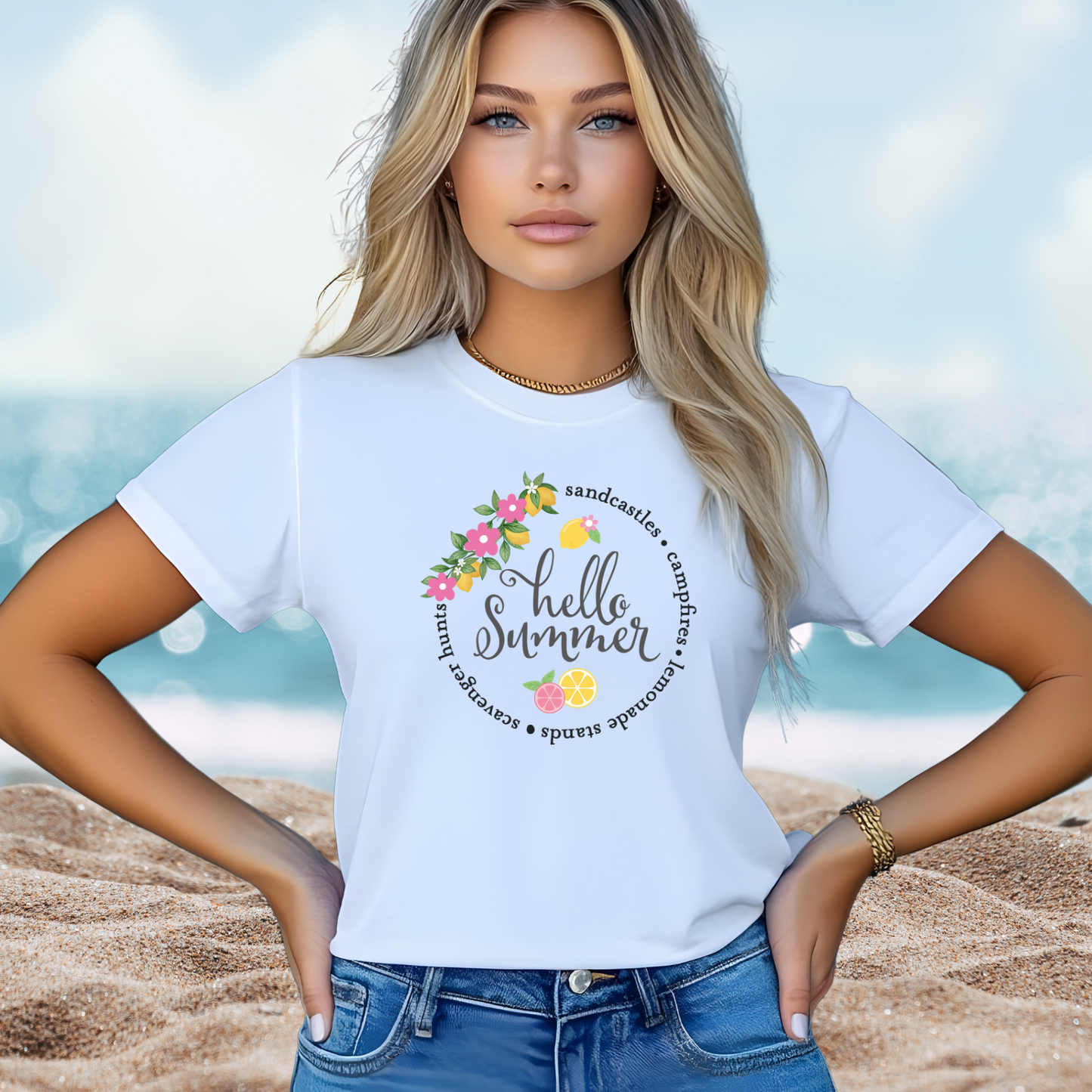 Hello Summer Sandcastles T-Shirt