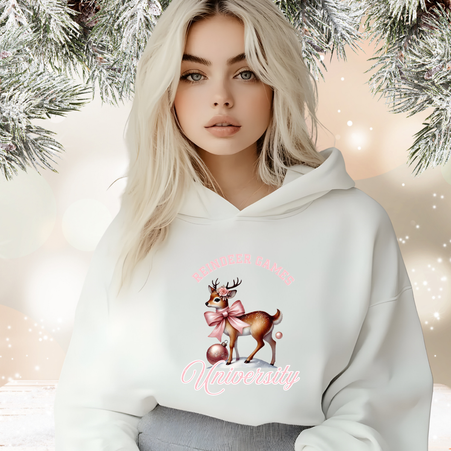 Reindeer Games University Crop Hoodie