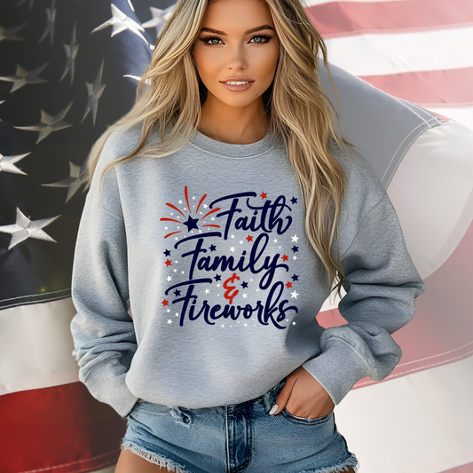 Faith Family Fireworks Crewneck Sweatshirt