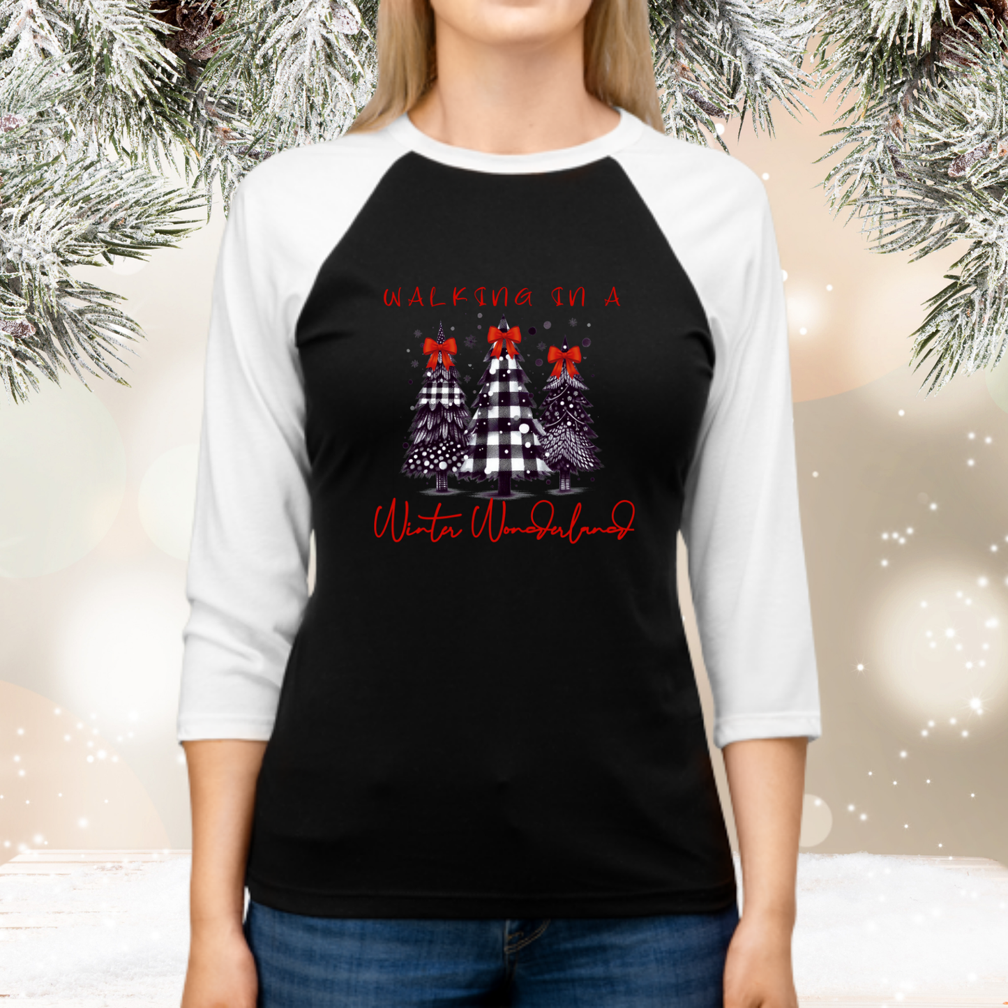 Walking In A Winter Wonderland Baseball Tee