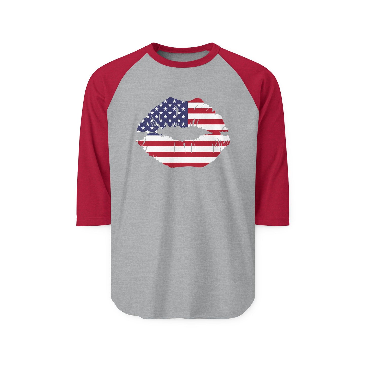American Flag Lips Baseball Tee
