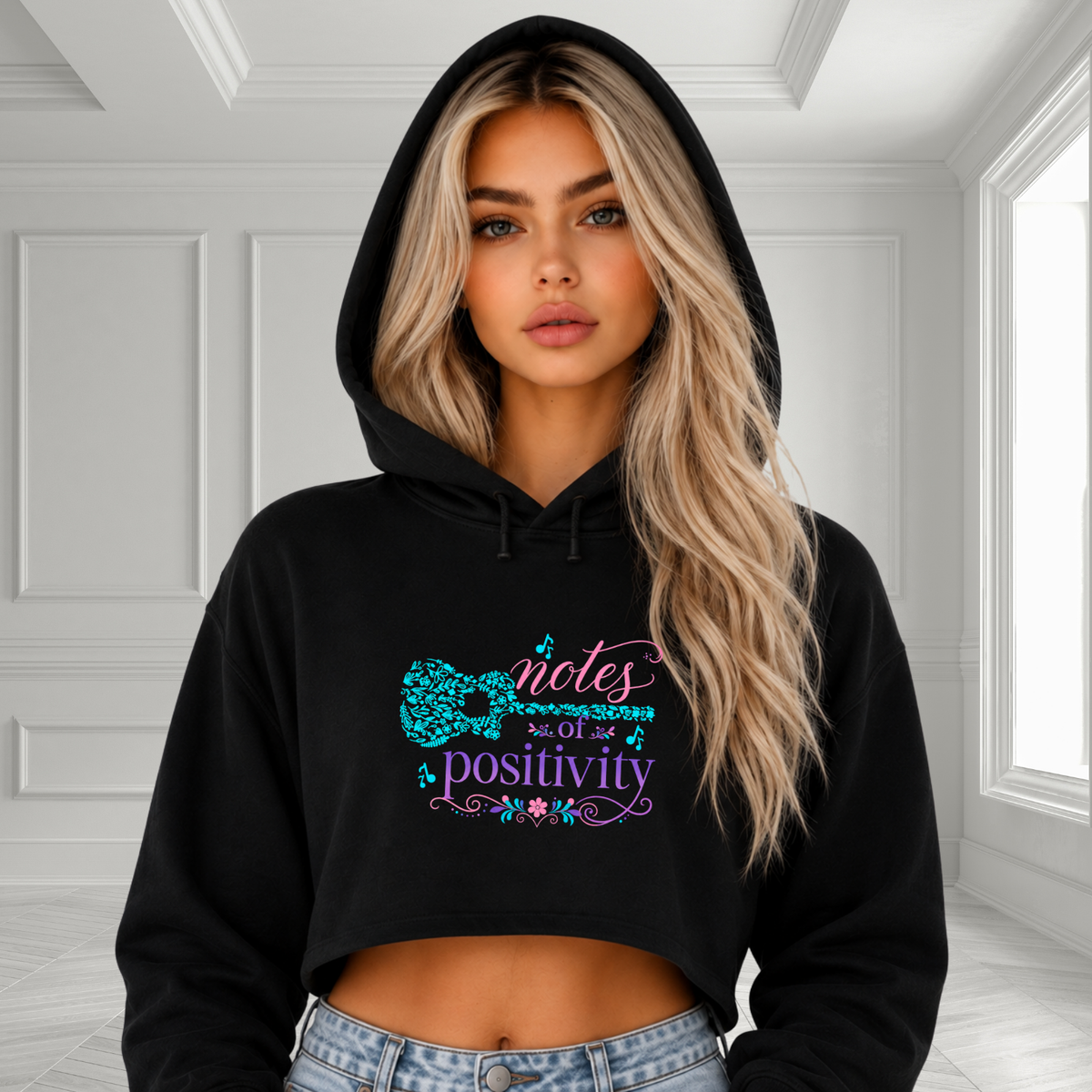 Notes Of Positivity Crop Hoodie
