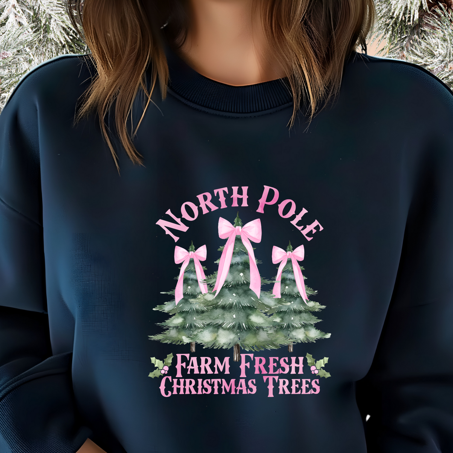 North Pole Christmas Trees Crewneck Sweatshirt