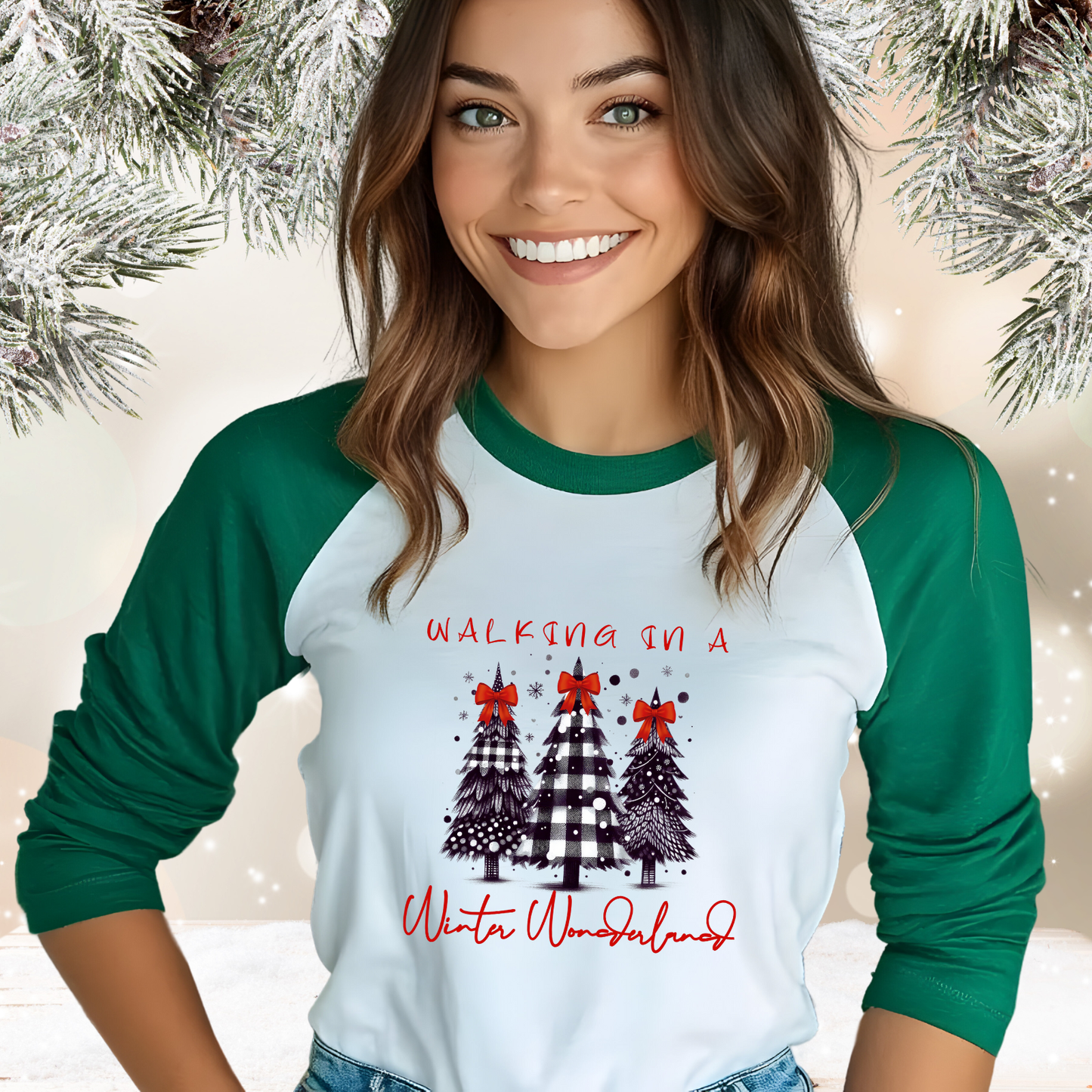 Walking In A Winter Wonderland Baseball Tee