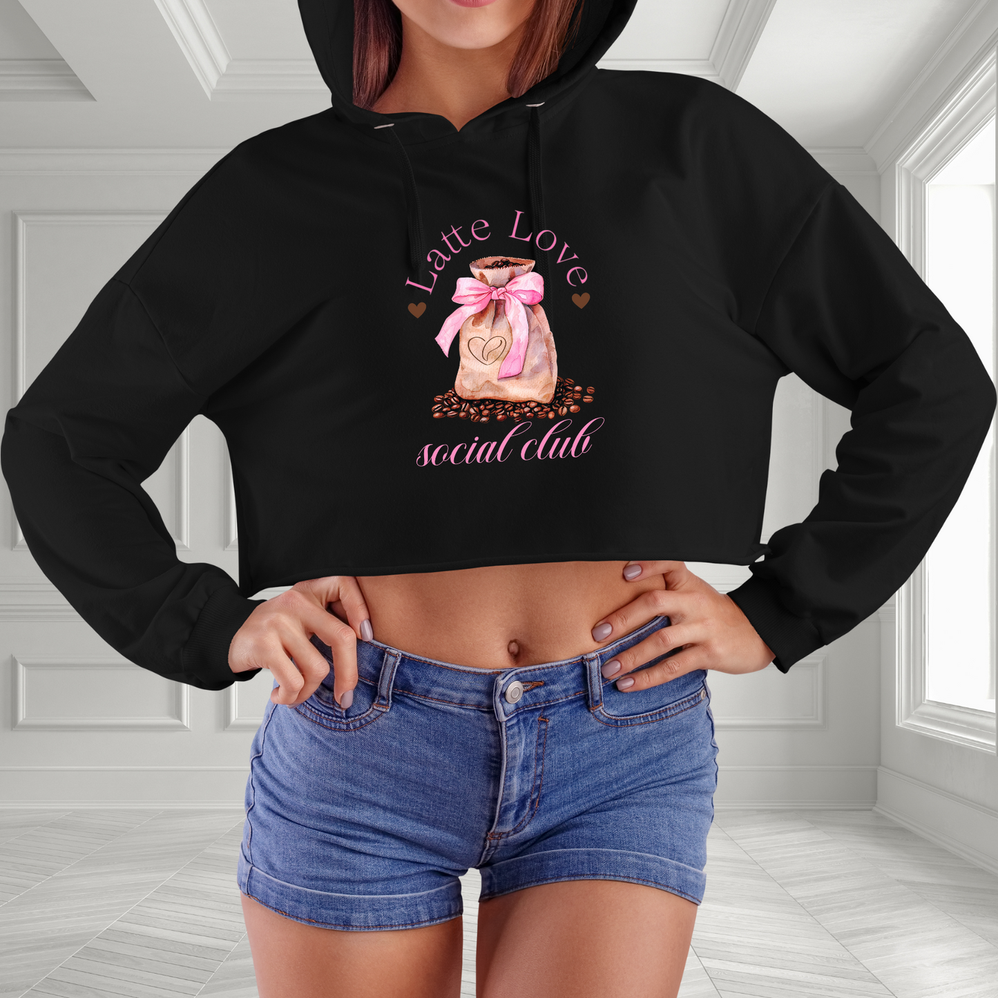 Latte Love Social Club Crop Hoodie