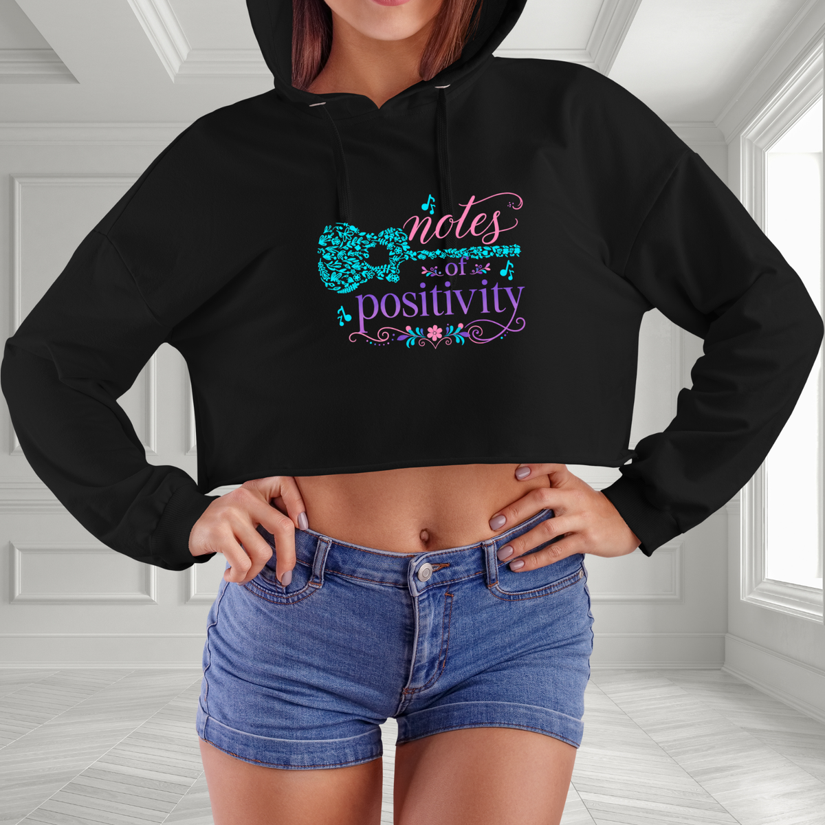 Notes Of Positivity Crop Hoodie