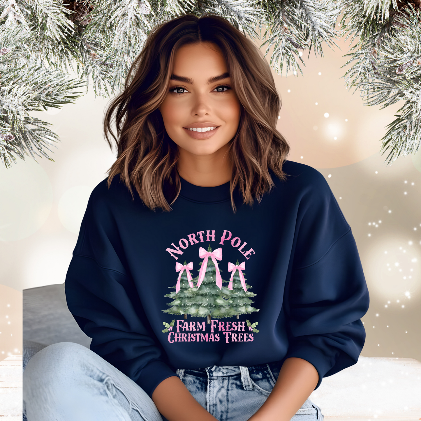 North Pole Christmas Trees Crewneck Sweatshirt
