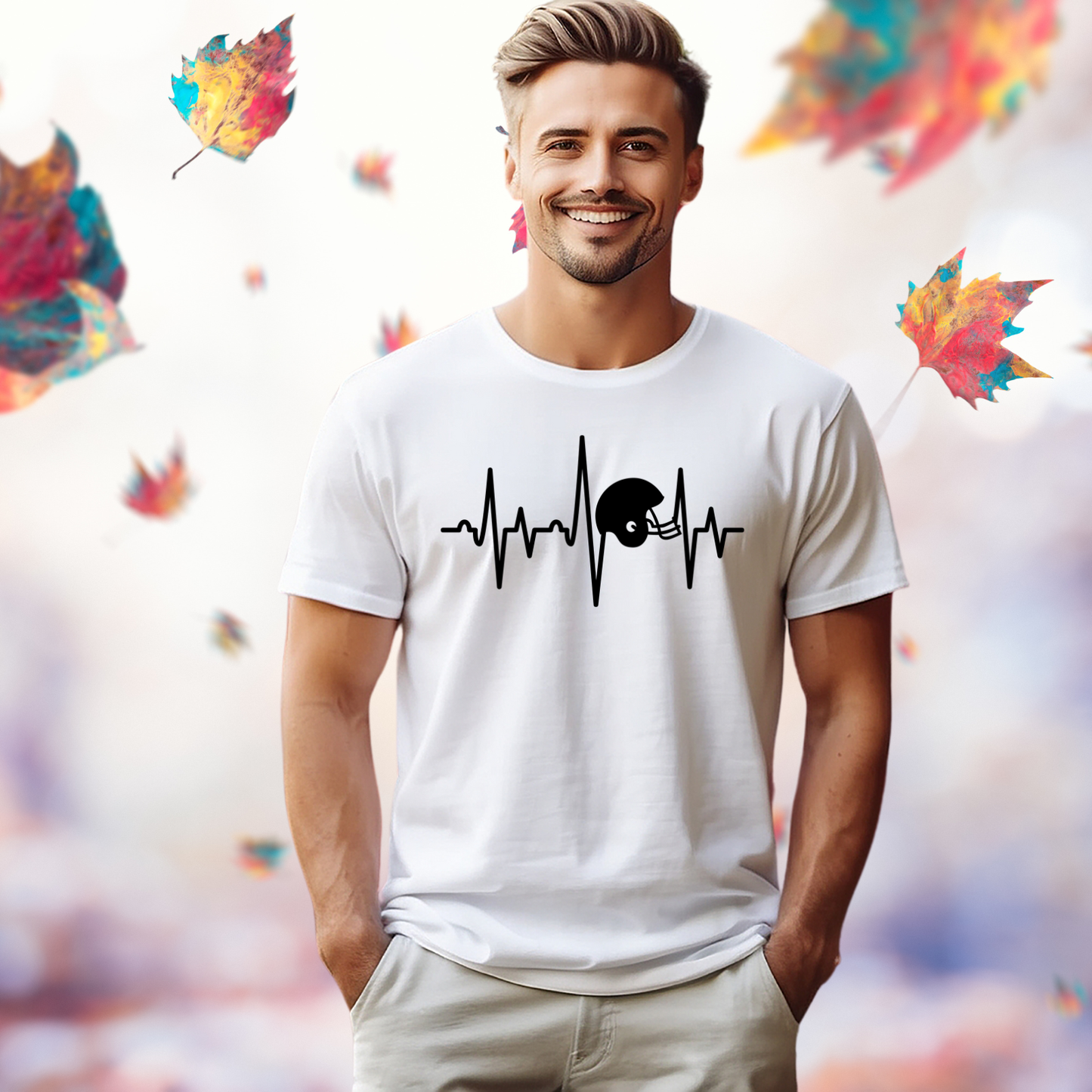 Football Helmet Heartbeat T-Shirt