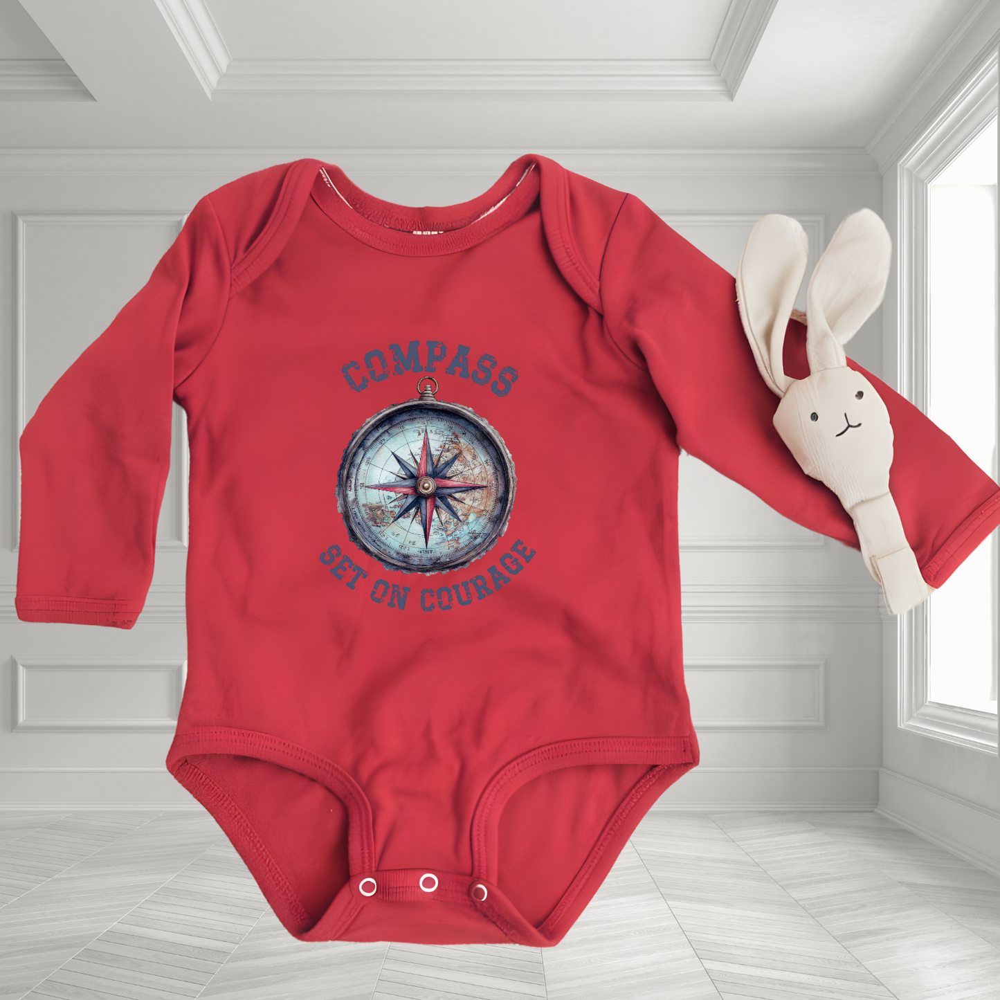 Compass Set On Courage Infant Long Sleeve Onesie