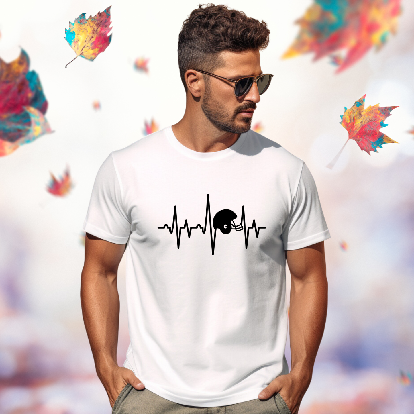 Football Helmet Heartbeat T-Shirt