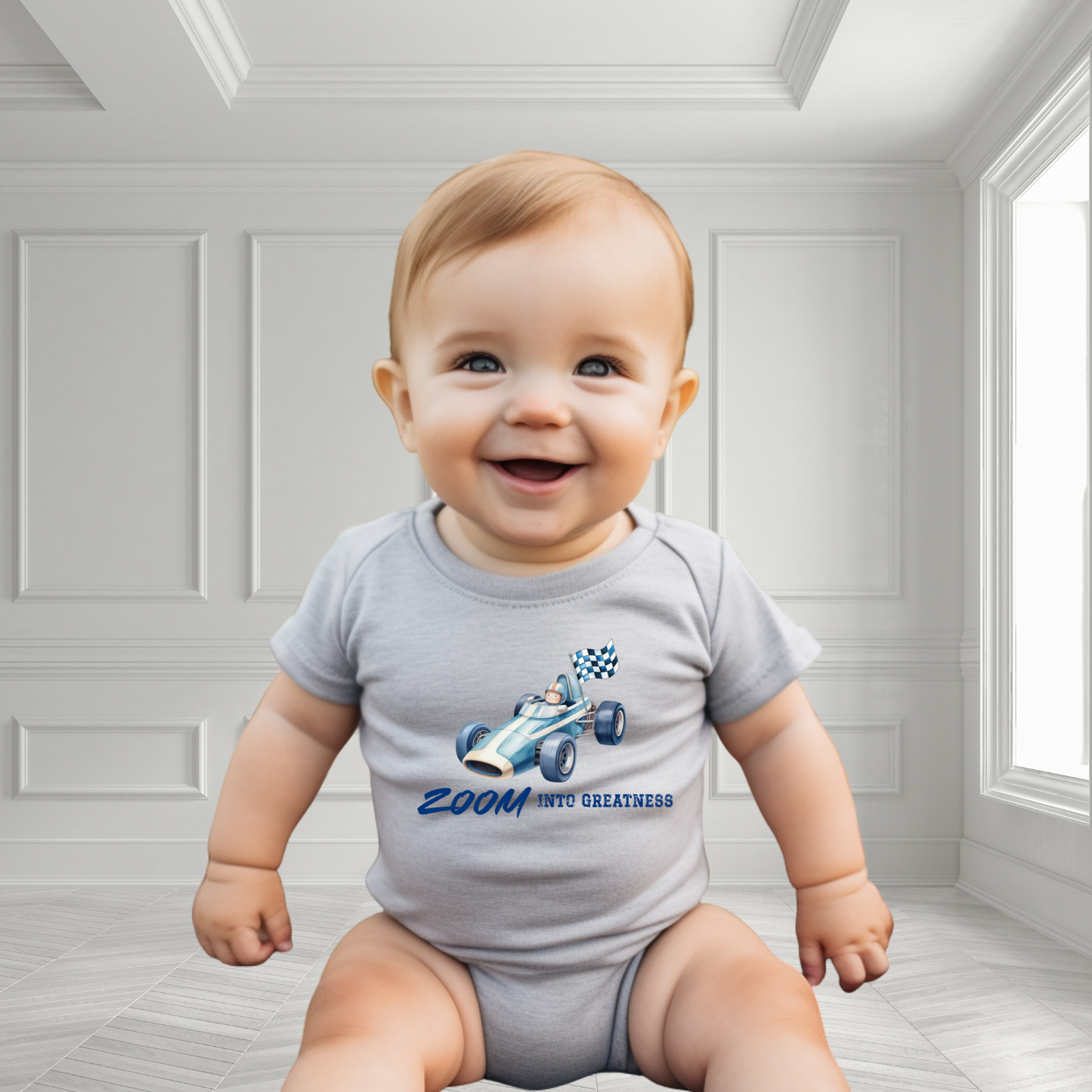 Zoom Into Greatness Infant Short Sleeve Onesie