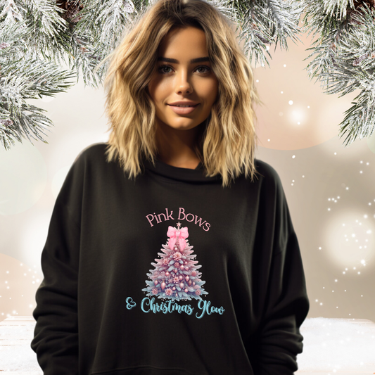 Pink Bows & Christmas Glow Crewneck Sweatshirt