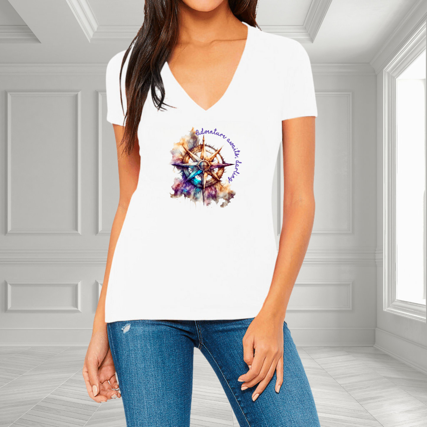 Adventure Awaits Darling V-Neck T-Shirt