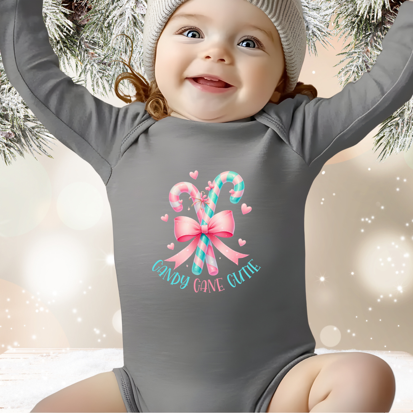 Candy Cane Cutie Infant Long Sleeve Onesie