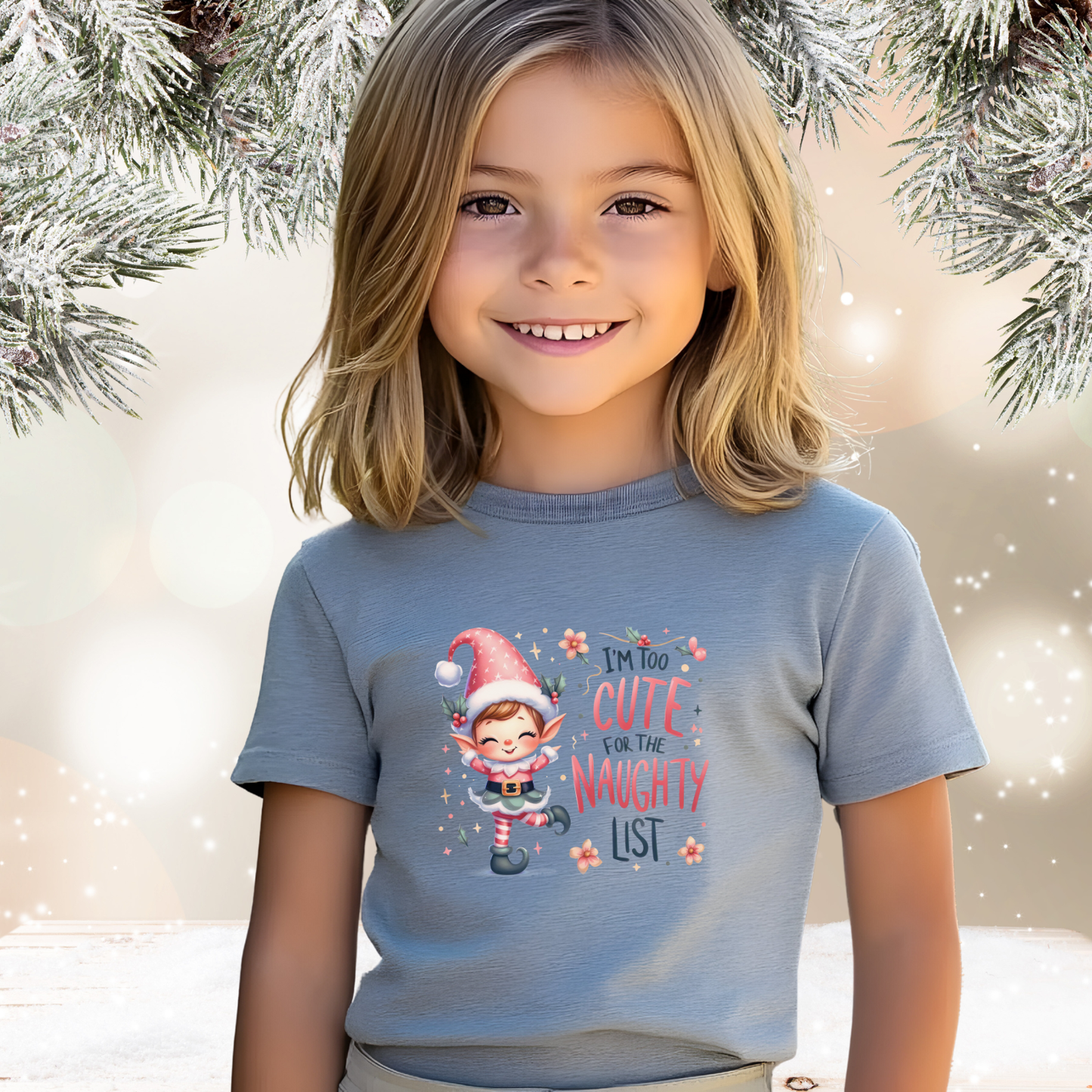 Too Cute For The Naughty List Kid’s T-Shirt