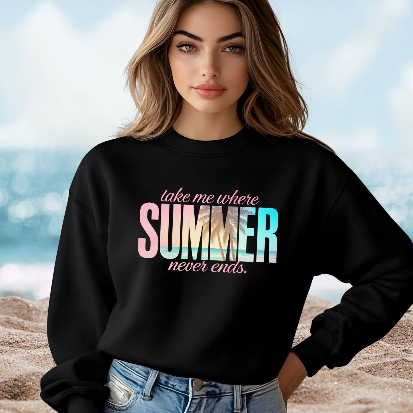 Where Summer Never Ends Crewneck Sweatshirt